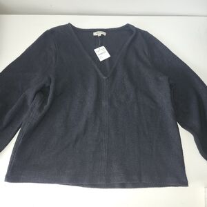 Madewell Black V-Neck Knit Blouse